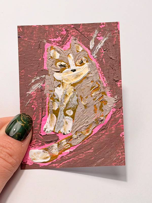 Abstract Fat Tabby Cat by Lizz aceo art card