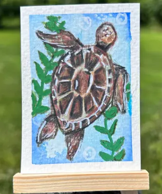 Keep Swimming aceo art card thumbnail 1