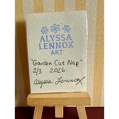 Garden Cat Nap 2/3 aceo art card thumbnail 3