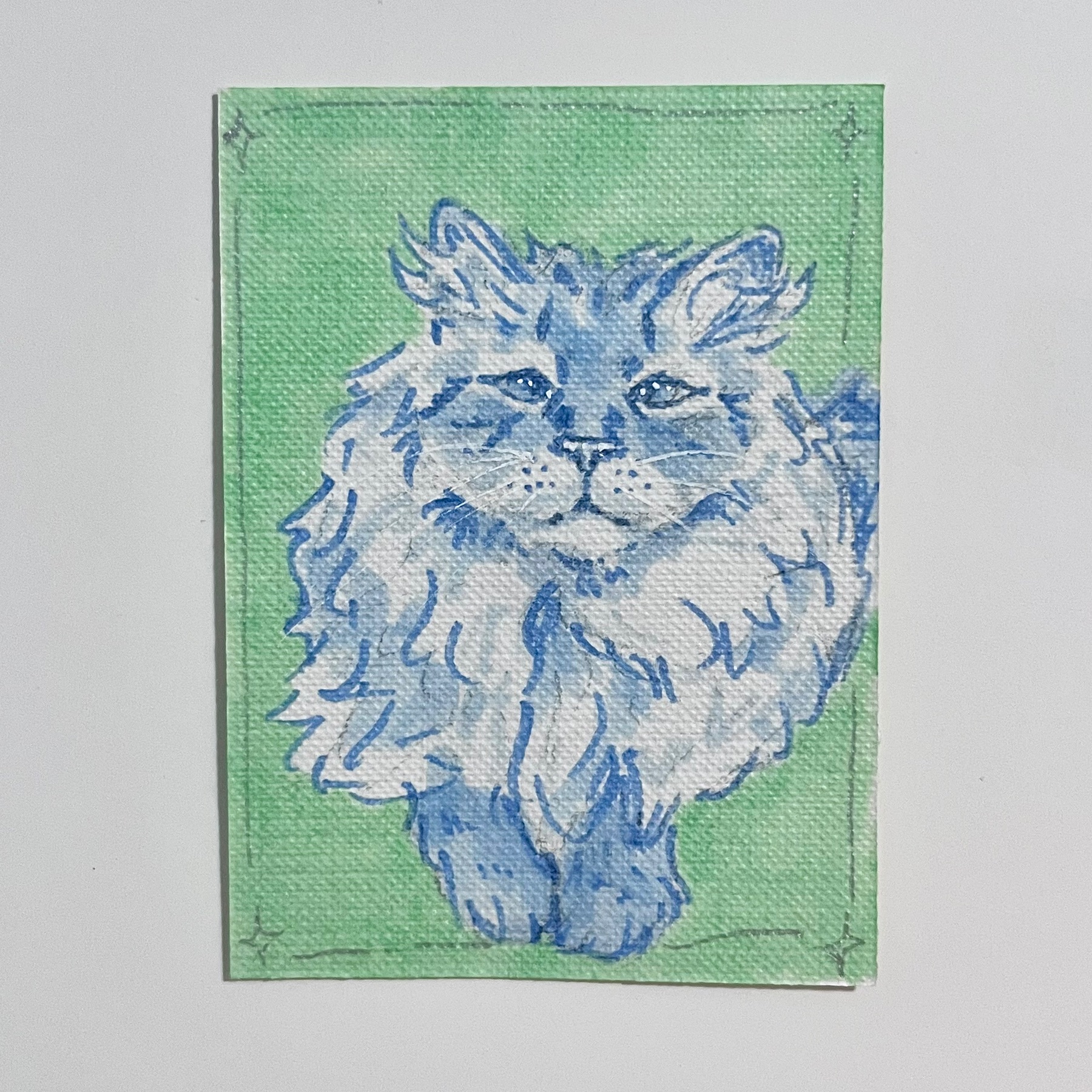 Porcelain Cat (Snowy) aceo art card
