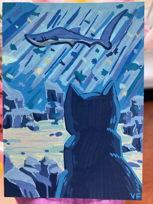 An Ocean Purrspective aceo art card