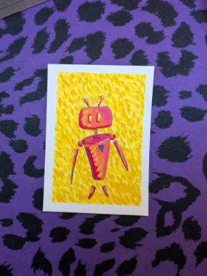 Shirley | Doodle-bot | A Bit of Terrific aceo art card thumbnail 1