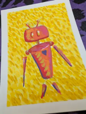 Shirley | Doodle-bot | A Bit of Terrific aceo art card thumbnail 3