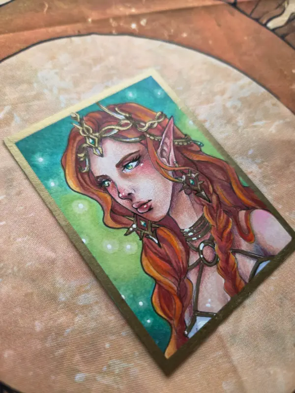 Elven Queen - Original ACEO - Ancient Queen Series aceo art card