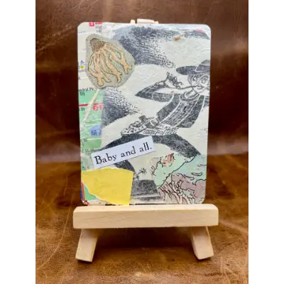 "Baby and All" Collage ACEO Original Art Card Unique Cowboy Quote aceo art card thumbnail 2