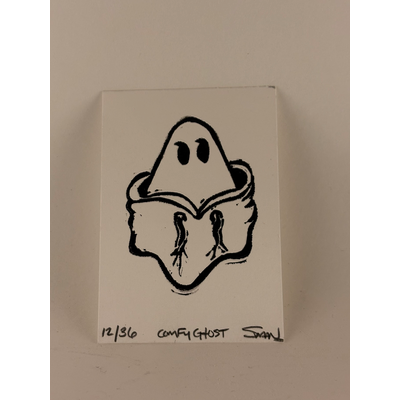 Comfy Ghost aceo art card thumbnail 2