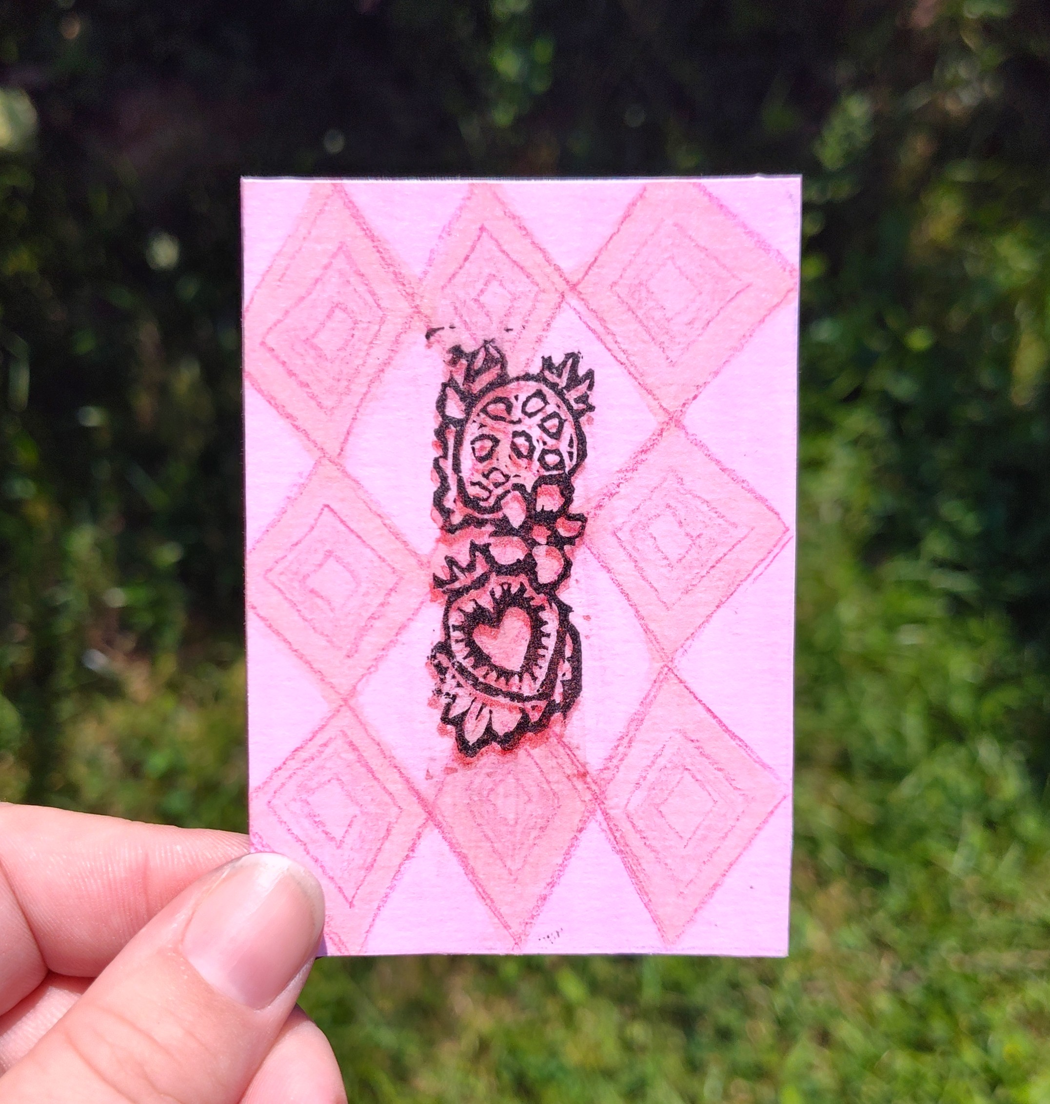 Strawberry Stamp aceo art card