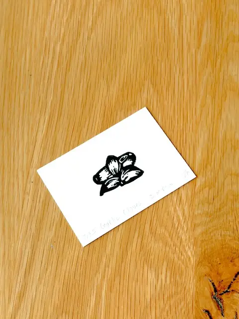 Garlic Cloves Hand-carved Rubber Stamp Block Print Mini ACEO aceo art card