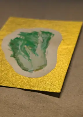 Hand Painted Lucky Cabbage - Chinese New Year on Gold Metallic Background aceo art card thumbnail 2