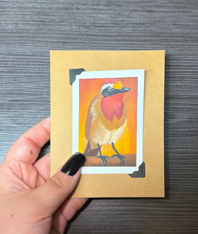 ACEO Original Acrylic Painting Bird Series by Emily aceo art card