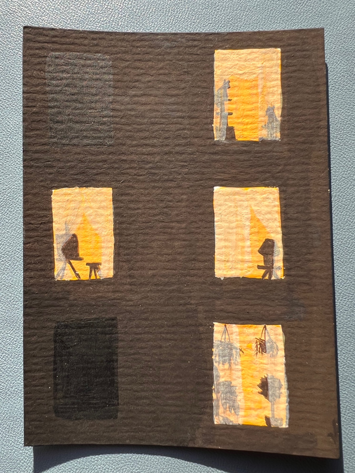 View into the Apartments in the Night aceo art card