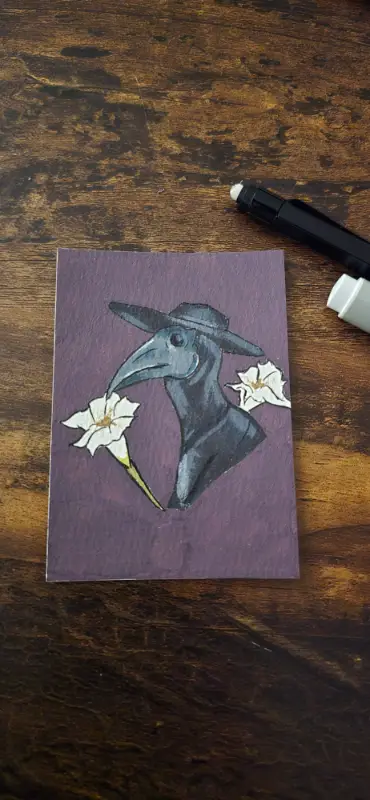 Death Loves Flowers aceo art card