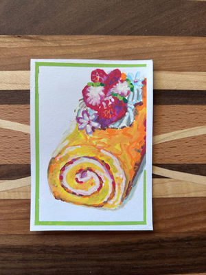 Strawberry Swiss Roll aceo art card thumbnail 1