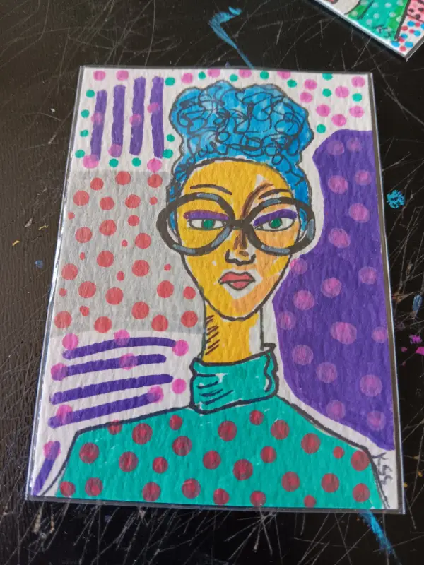 Mary Jane Abstract Woman aceo art card