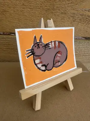 Fat Loaf Cat aceo art card thumbnail 2