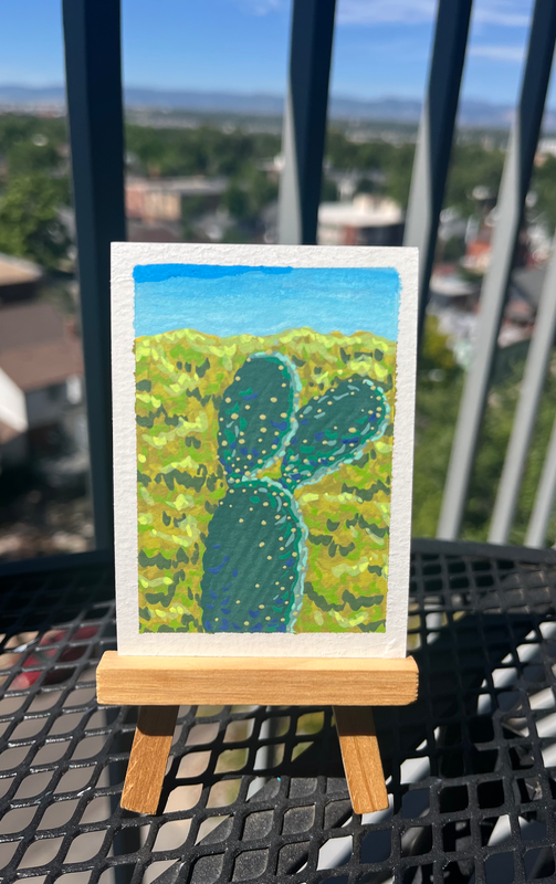Backlit Cactus aceo art card