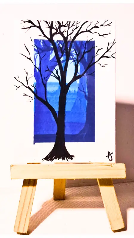 Untitled Trees Blue aceo art card