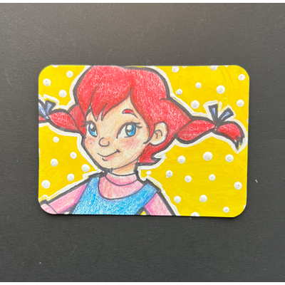 Pippi Longstocking 1 aceo art card thumbnail 2