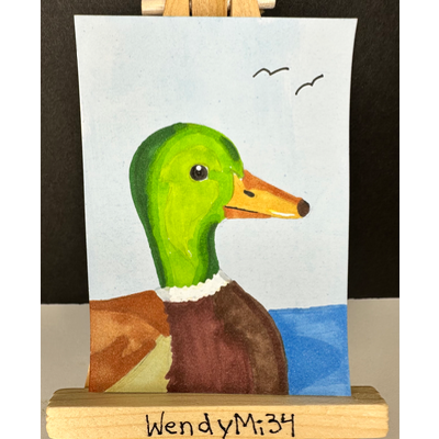 Mallard Duck aceo art card thumbnail 1