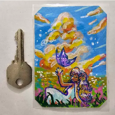 Elf in the Meadow aceo art card thumbnail 2