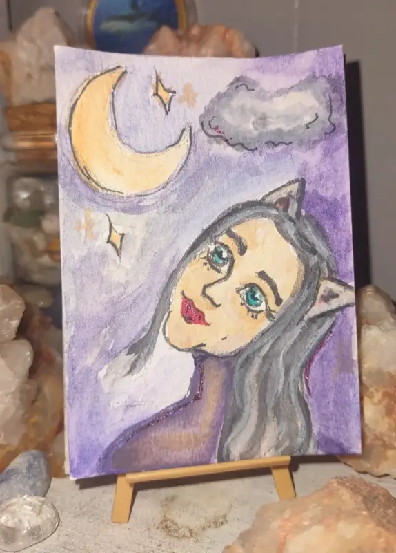 ACEO Original Art Artemis, Greek Mythology, Women , watercolors aceo art card