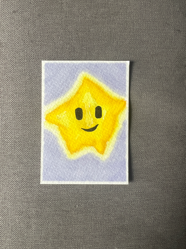 ACEO Original Super Mario Glowing Luma Star by Erica Ferlet Art 1 of 3 aceo art card