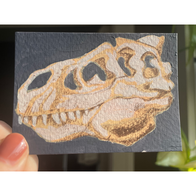 T-Rex skull - ACEO by Norah Mae aceo art card thumbnail 2
