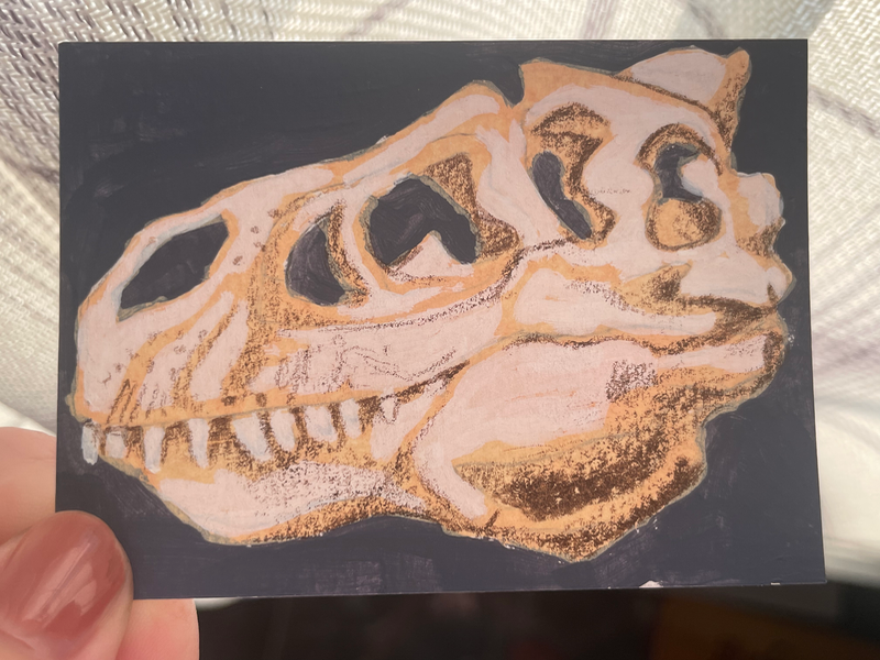 T-Rex skull - ACEO by Norah Mae aceo art card