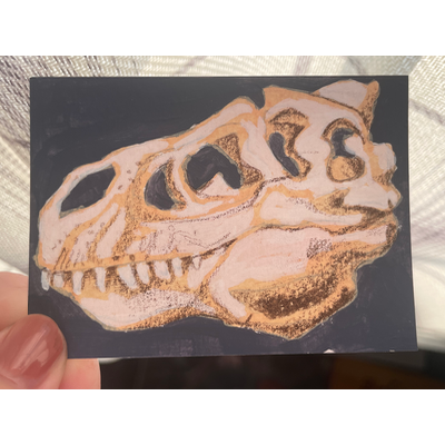 T-Rex skull - ACEO by Norah Mae aceo art card thumbnail 1