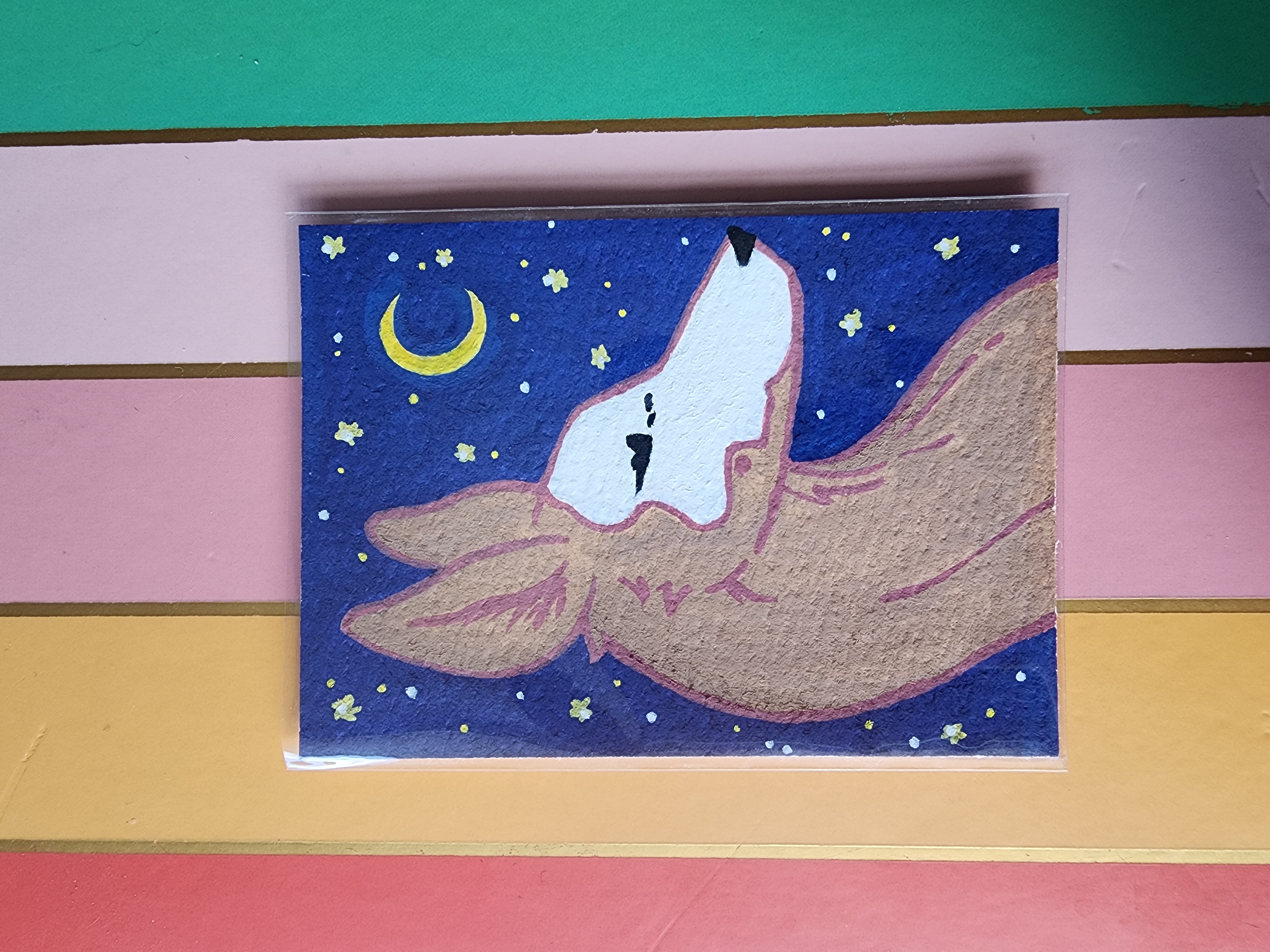 Piebald Doe Starry Night aceo art card