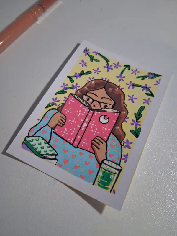 Romance Reader aceo art card