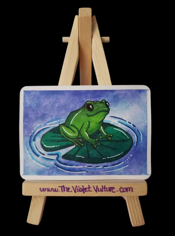 Lily Pad Peeper aceo art card