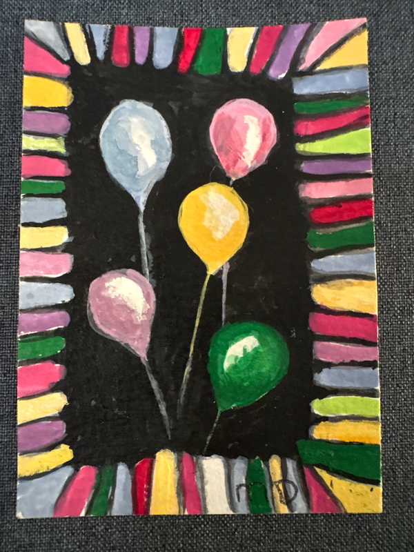 Colorful Balloons aceo art card