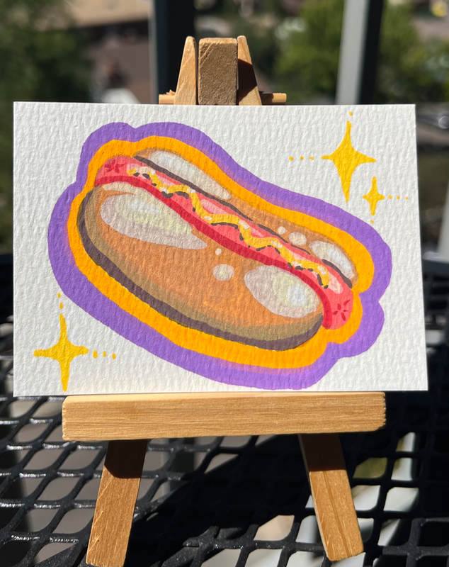 Shiny Hotdog aceo art card