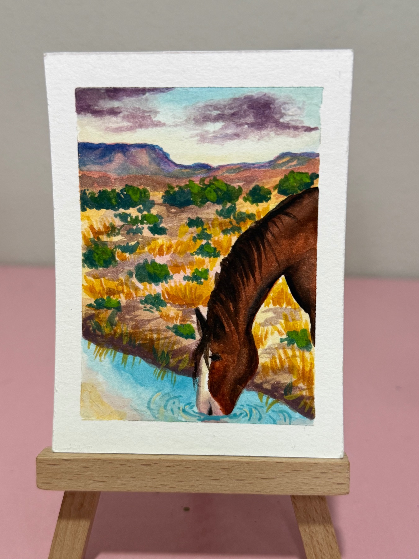 Horse in the Desert aceo art card