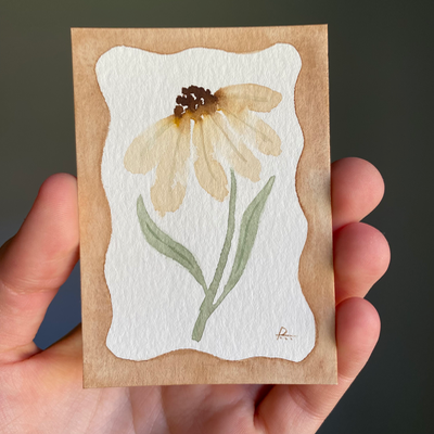 Lovely Yellow Coneflower aceo art card thumbnail 1