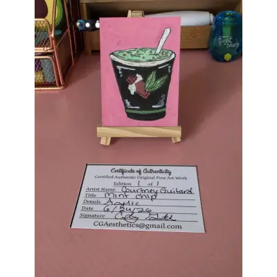 Mint Chip Ice Cream aceo art card thumbnail 2