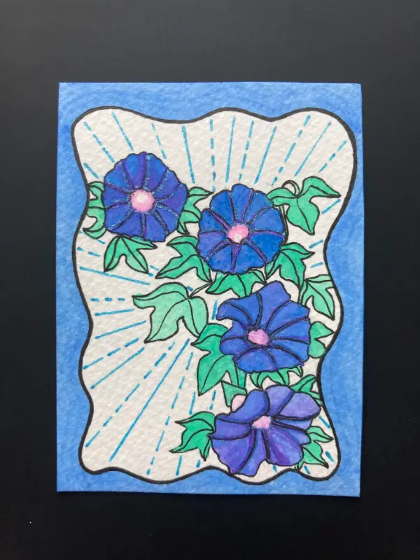 Morning Glories aceo art card