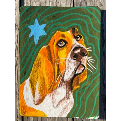 Old Dog aceo art card thumbnail 2