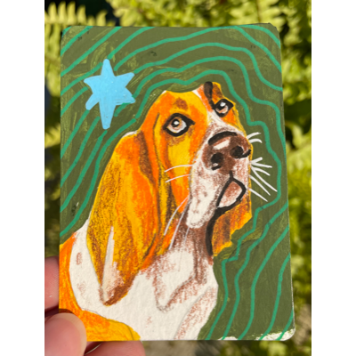 Old Dog aceo art card thumbnail 1