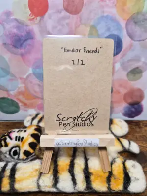 "Familiar Friends" Cats n' Dogs aceo art card thumbnail 2
