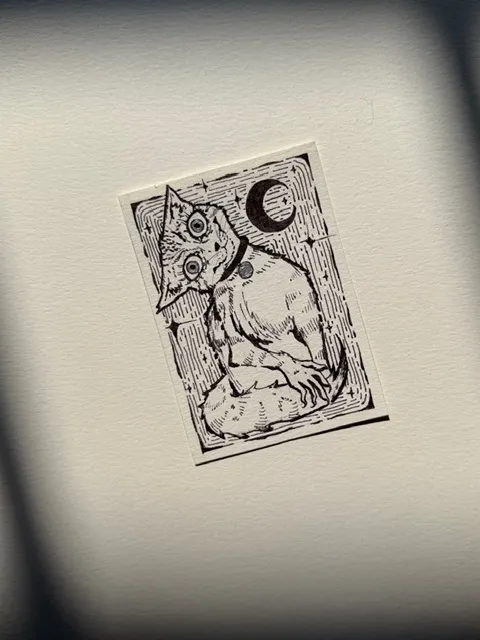 Shiny-Eyed Cat aceo art card