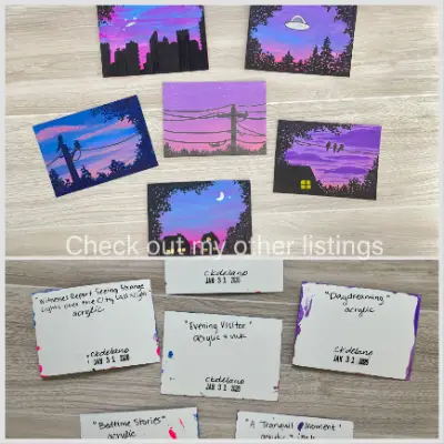 Evening Visitor | ACEO Original Acrylic Painting Art Card aceo art card thumbnail 2