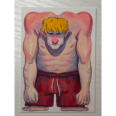 Hunched aceo art card thumbnail 1