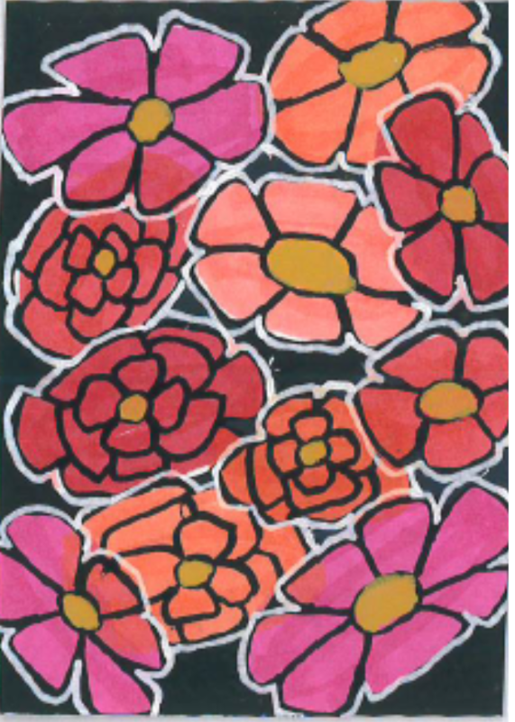 Original ACEO abstract florals aceo art card