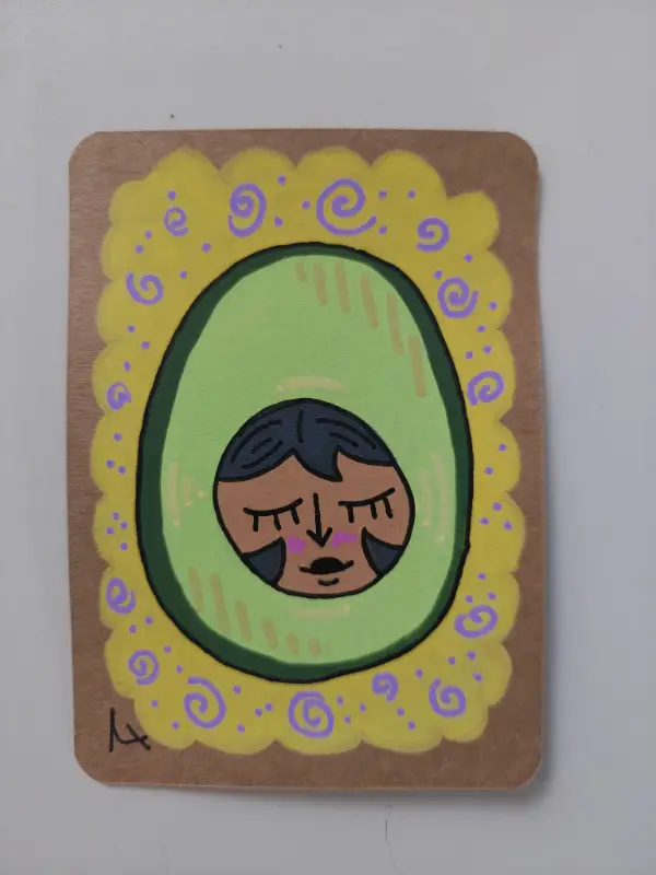 Avocado Girl aceo art card
