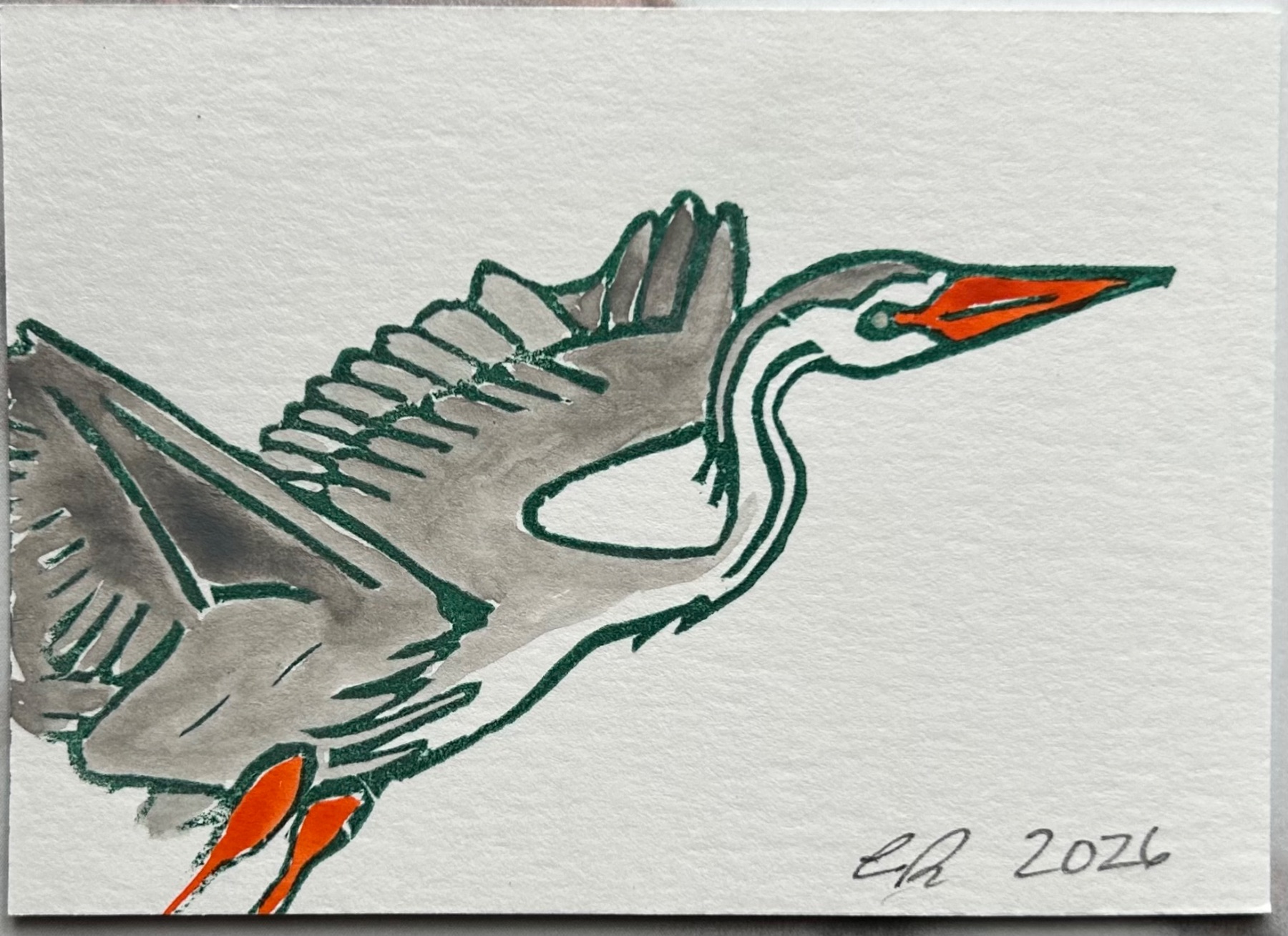Blue Heron aceo art card