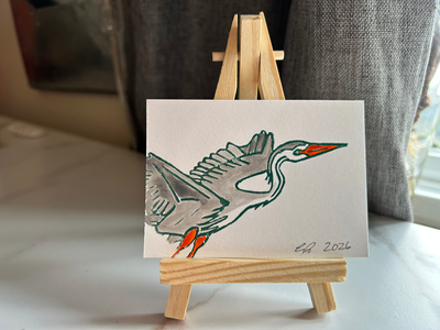 Blue Heron aceo art card thumbnail 3