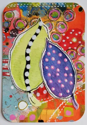 Happy Leaves aceo art card thumbnail 1