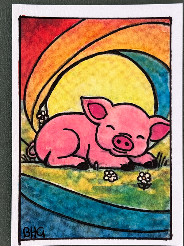 Piggy #1 aceo art card